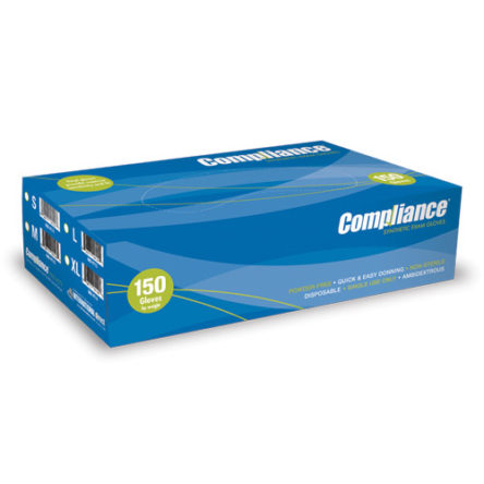 Compliance Vinyl Gloves Pwd Latex Free-Medium Case of 10 Boxes
